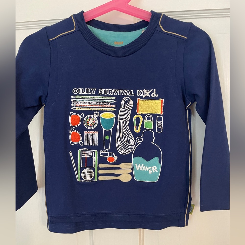 OILILY NWT Long Sleeve Tee Navy Blue 2T Boy Girl